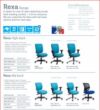 Rexa Range Ergonomic Chairs. Various Back Heights, Seat Widths, Ergo Actions. Any Colour. 120Kg